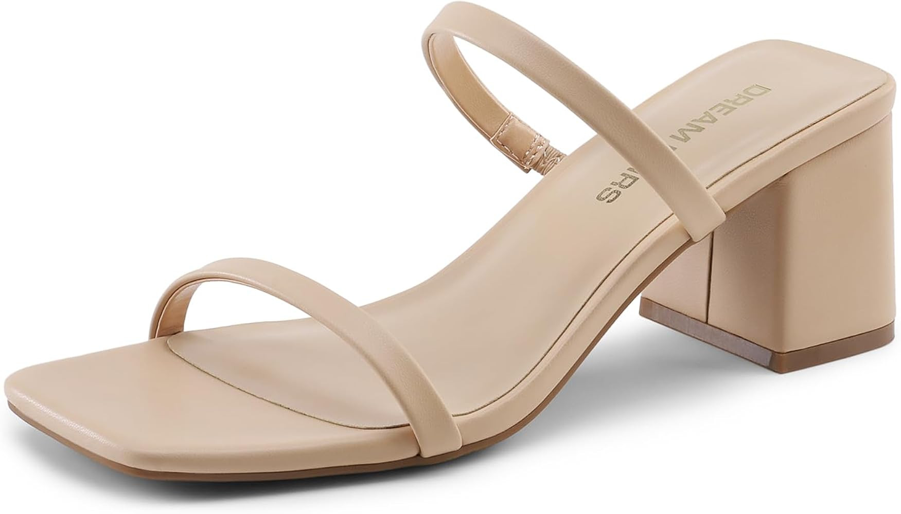 DREAM PAIRS Sandal Heels for Women Low Square Open Toe Block Chunky Heels Slip On Slides Mules fo... | Amazon (US)