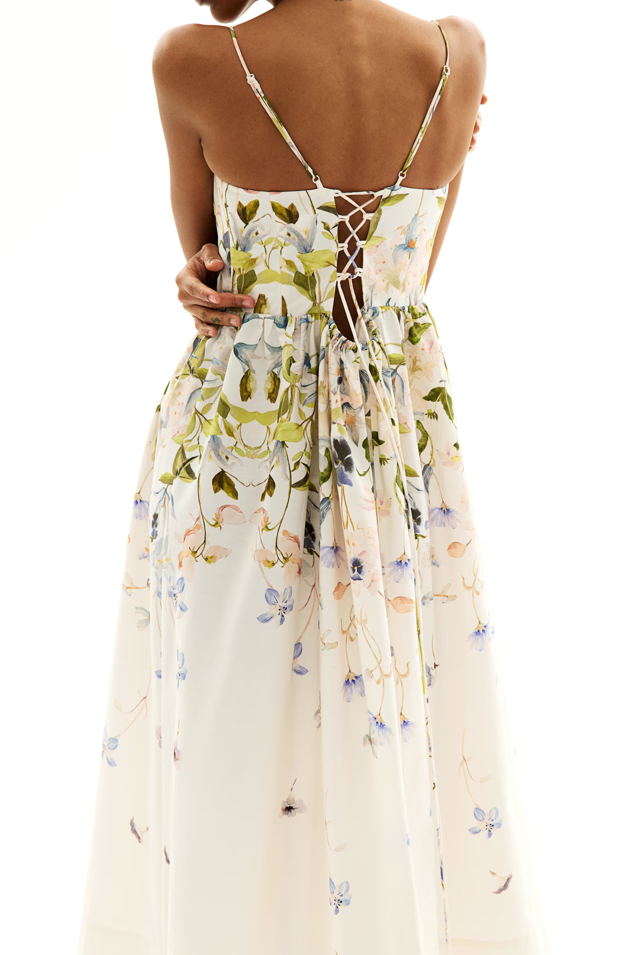 Printed Cotton Dress - White/floral - Ladies | H&M US | H&M (US + CA)
