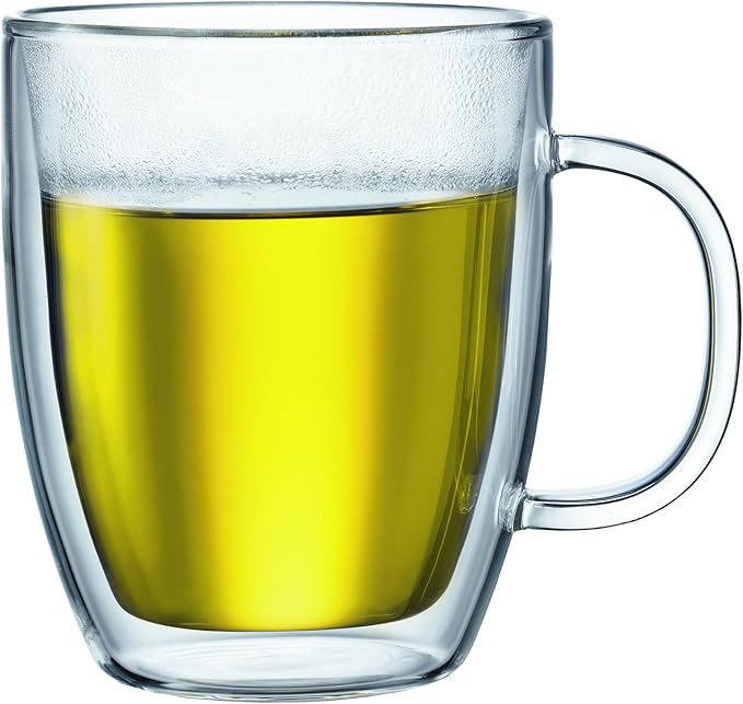 Bodum Bistro 2 Piece double wall 0.45 L 15 oz Jumbo Mug, Clear, 2 Count (Pack of 1) | Amazon (US)