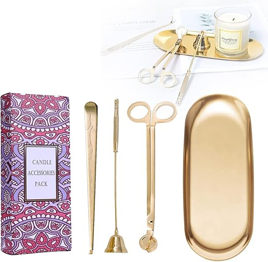 UCINNOVATE 4 in 1 Candle Accessory Set, Candle Wick Trimmer Candle Cutter, Candle Snuffer, Candle... | Amazon (US)