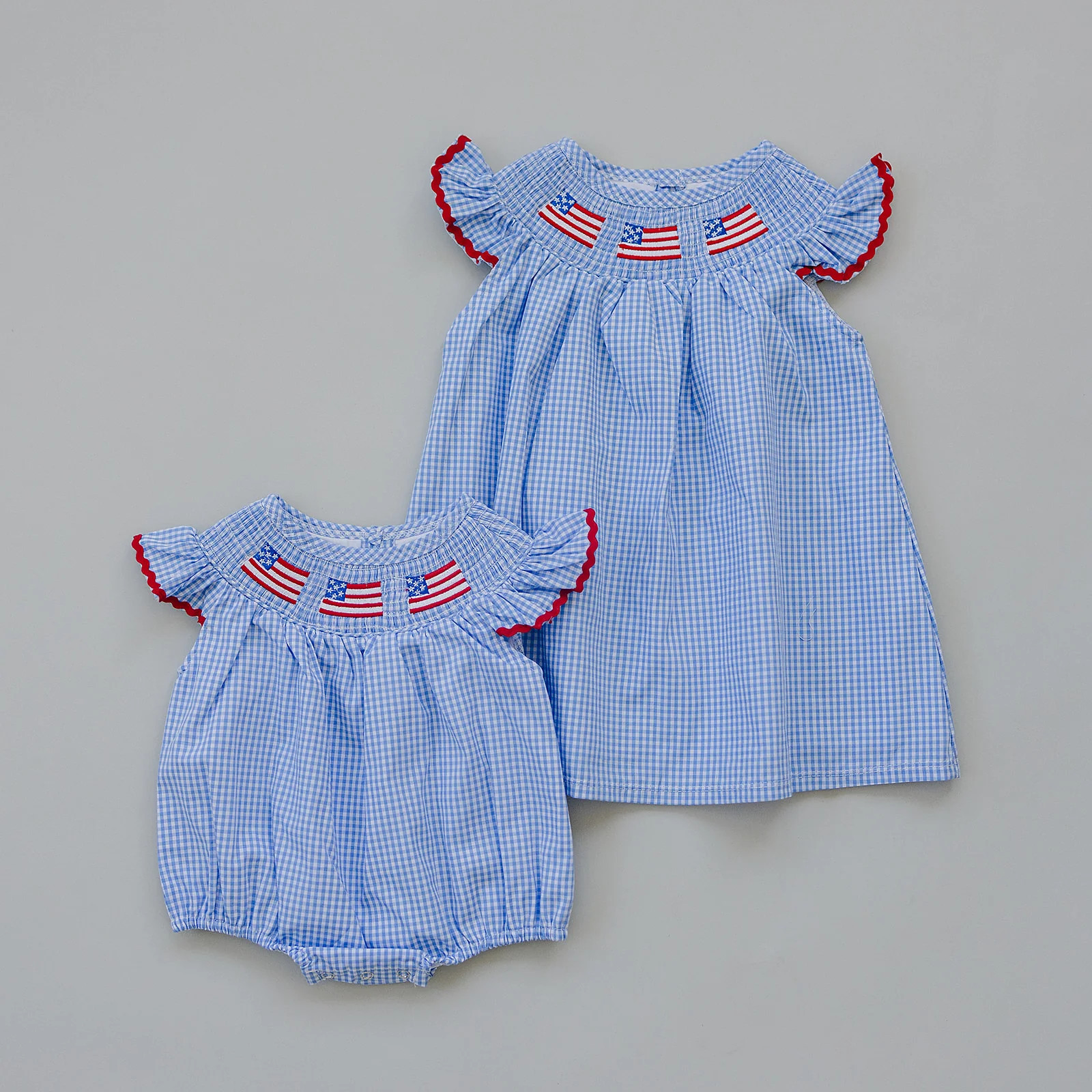 Flag Gingham Smocked Dress | Mebie Baby