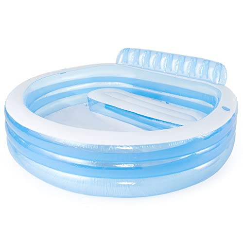 INTEX Swim Center Inflatable Family Lounge Pool: Built-In Bench – Cup Holder – 156 Gallon Capacity – 90" x 86" x 31" – Blue | Amazon (US)