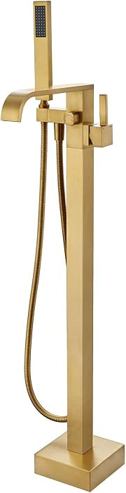 Artiqua Freestanding Bathtub Faucet Tub Filler Brushed Gold Floor Mount Faucets Brass Single Hand... | Amazon (US)