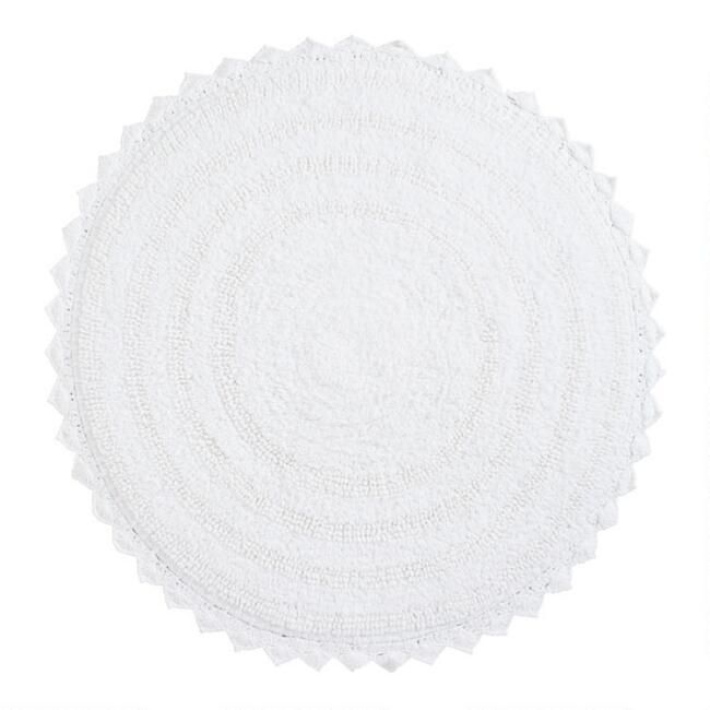 Round White Cotton Bath Mat | World Market