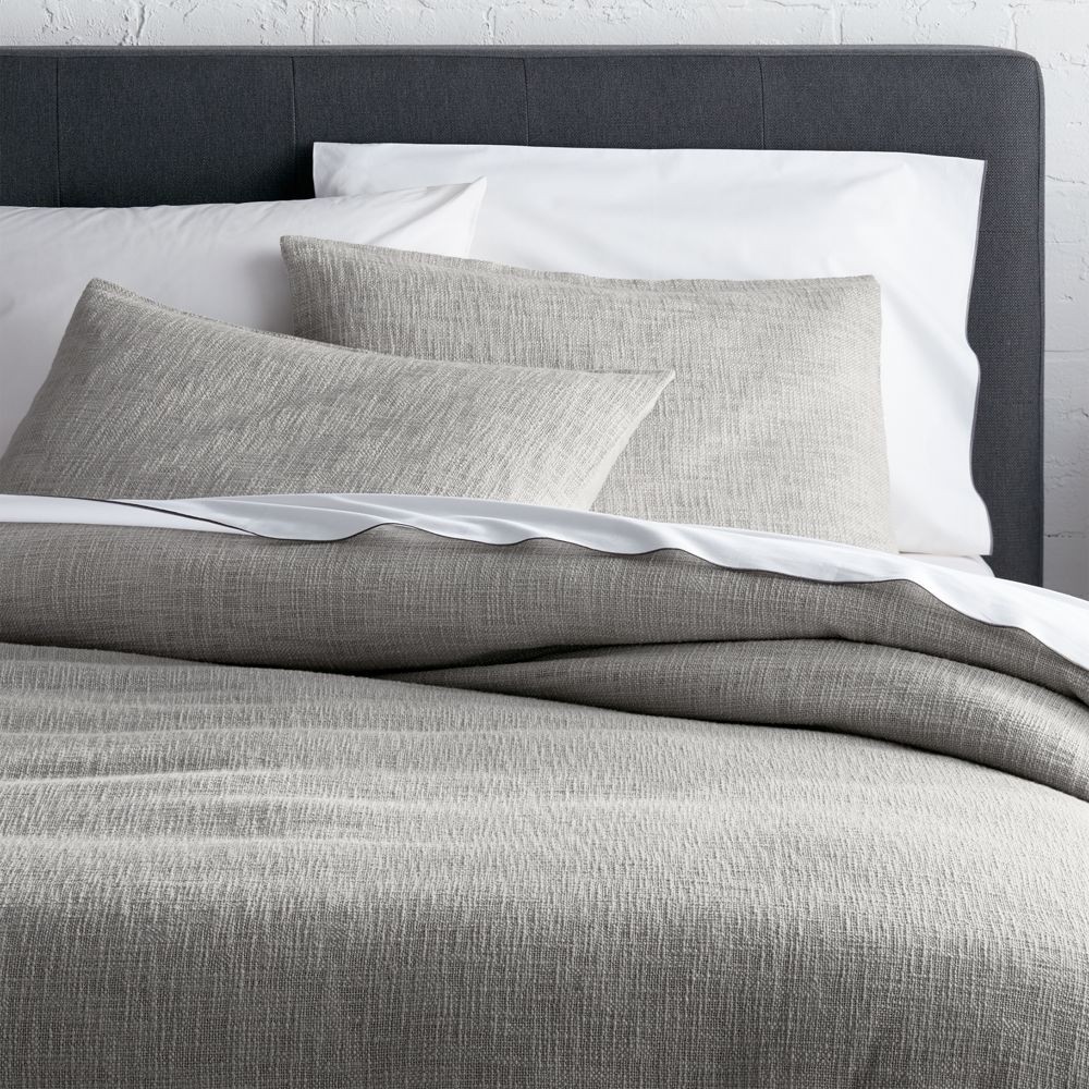 Lindstrom Grey Full/Queen Duvet Cover | Crate & Barrel