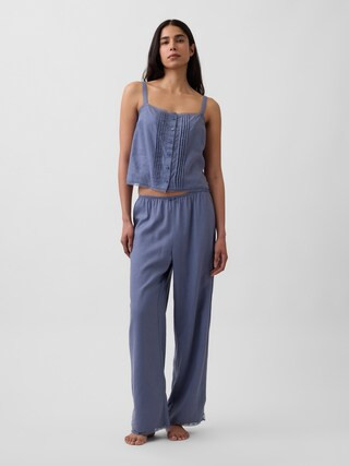Linen-Blend Lace-Hem PJ Pants | Gap (US)