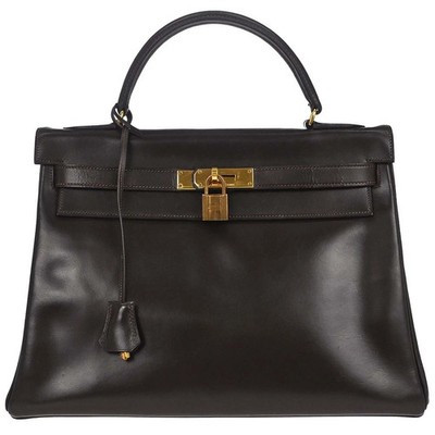 Hermes Chocolat Box Calf Kelly 32 Retourne Handbag \u25efI MA 188956 | eBay US