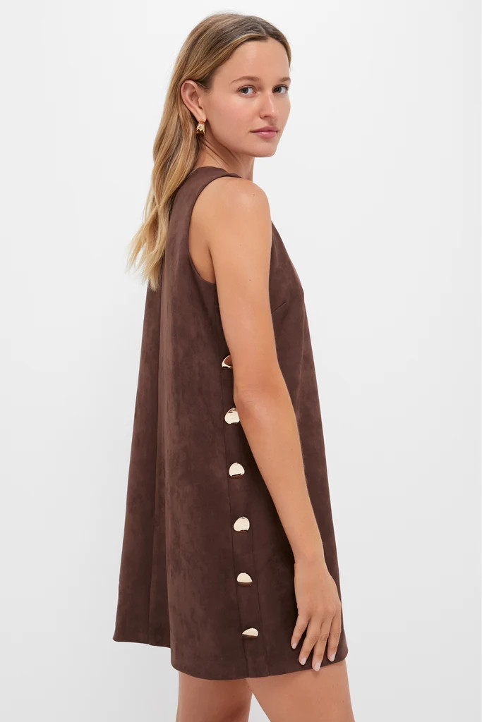 Chocolate Faux Suede Button Bitsy Dress | Tuckernuck (US)