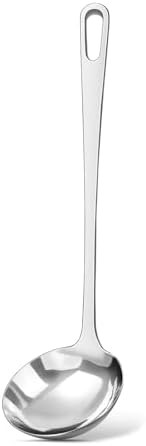 Stainless Steel Cooking Spoon, Solid Metal Serving Spoon, Heavy Duty Sturdy Large Soup Ladle, Hig... | Amazon (US)