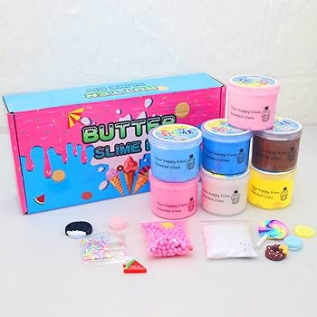 7 Pack Cake Butter Slime Kits, Soft and Non-Sticky Slime Kit Party Favors for Girls and Boys | Amazon (US)