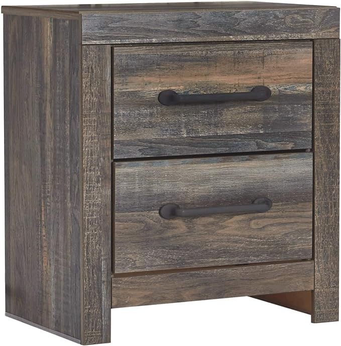 Signature Design by Ashley Drystan Rustic Industrial 2 Drawer Nightstand with 2 Slim-Profile USB ... | Amazon (US)