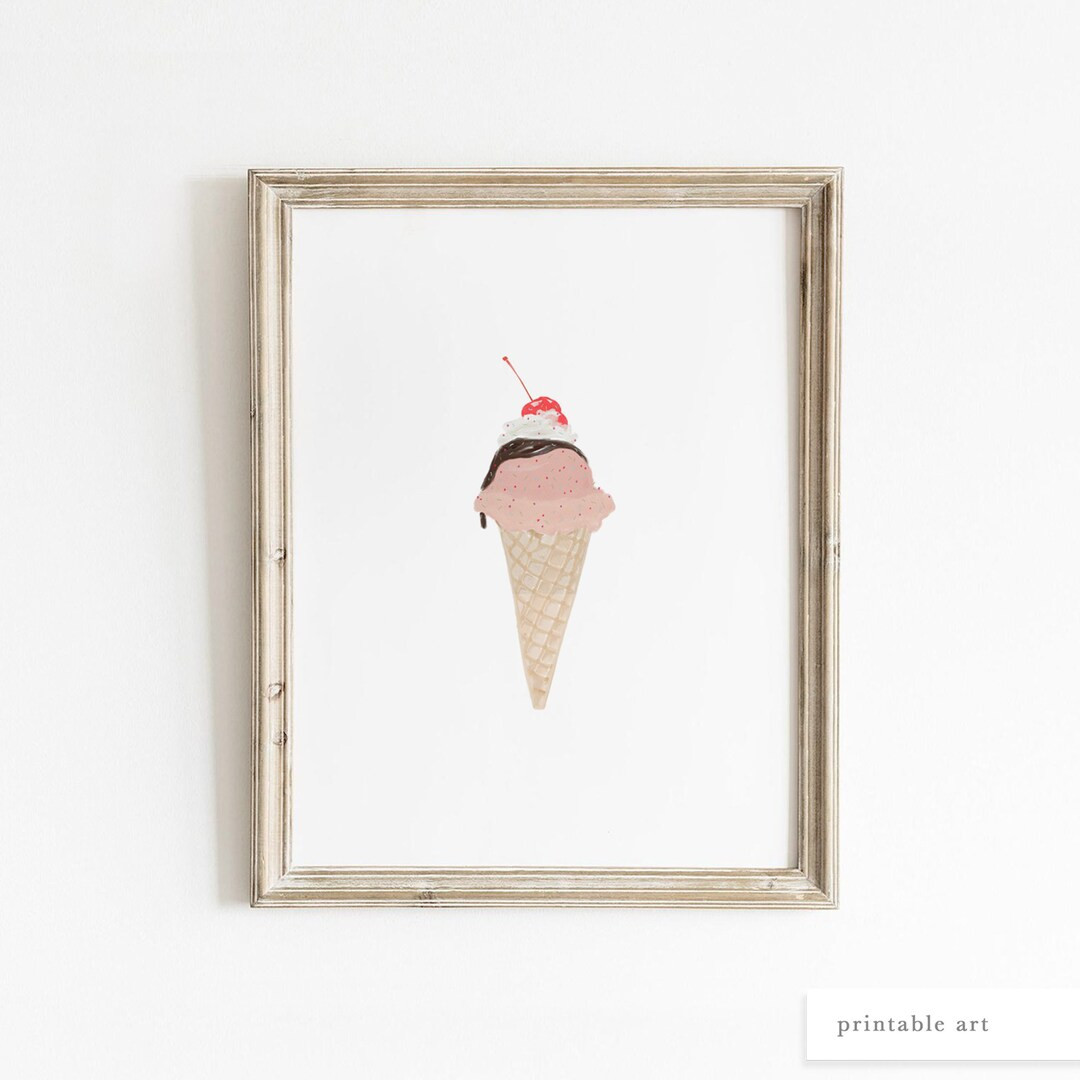 Ice Cream Printable, Printable Wall Art, Food Wall Art, Ice Cream Wall Art, Nursery Prints, Ice C... | Etsy (US)