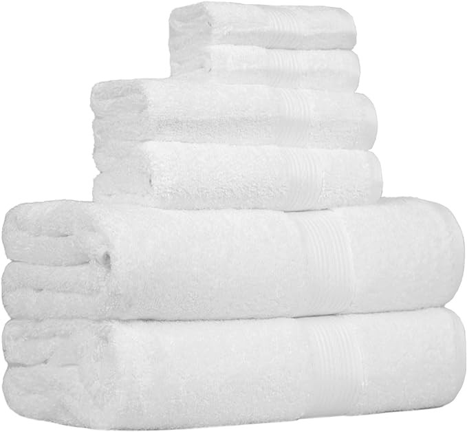 Amazon.com: Amazon Basics 6-Piece Oversized Highly Absorbent Fade-Resistant Towel Set, 100% Cotto... | Amazon (US)