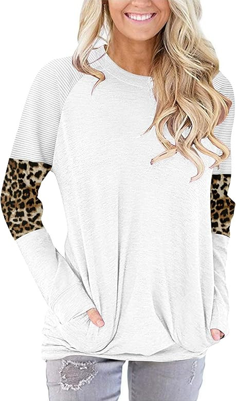 onlypuff Casual Loose Fit Pocket Shirt for Women Cute Mama Bear & Printed Tunic Tops Round Neck | Amazon (US)