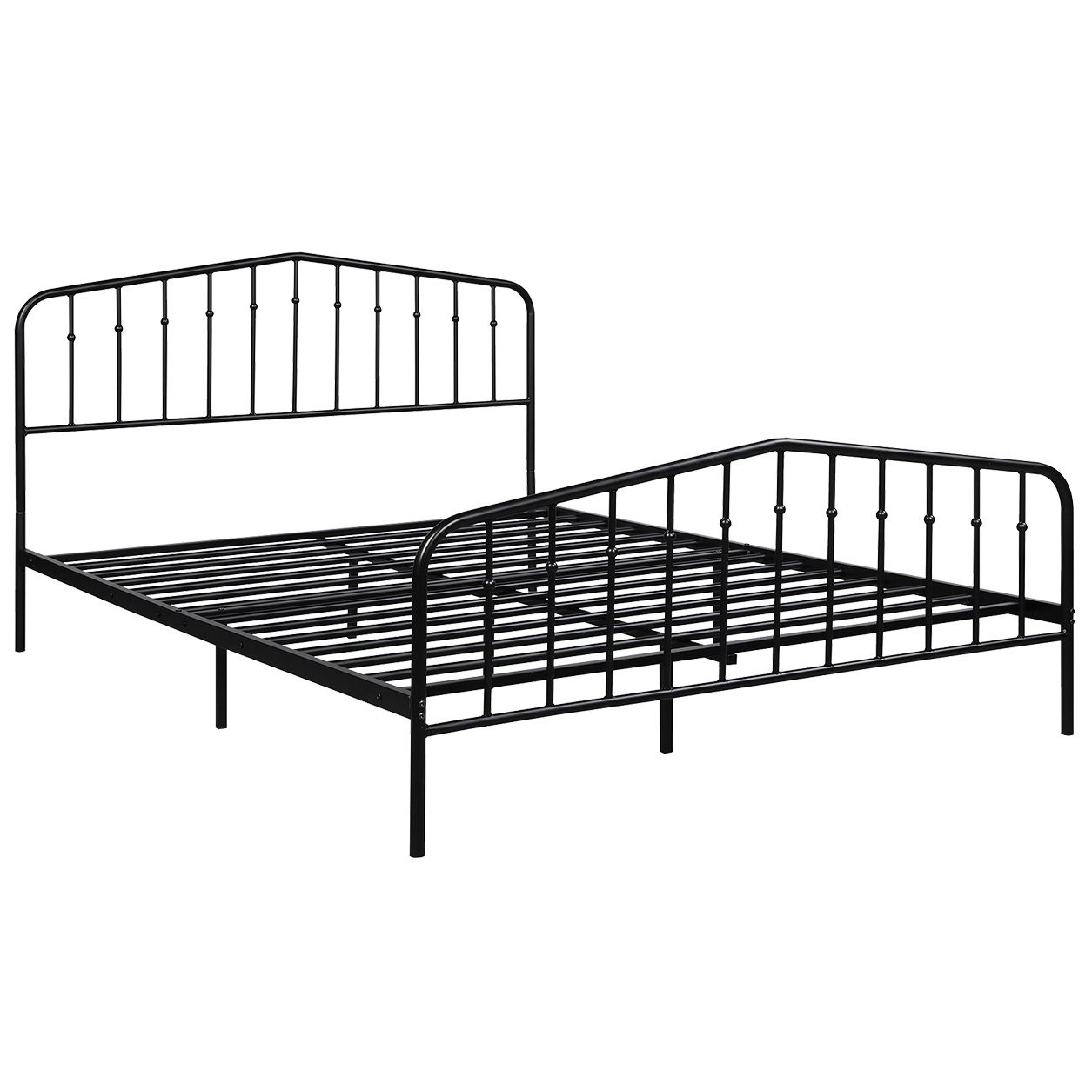 Costway Queen Size Metal Bed Frame Steel Slat Platform Headboard Footboard Bedroom Black | Walmart (US)