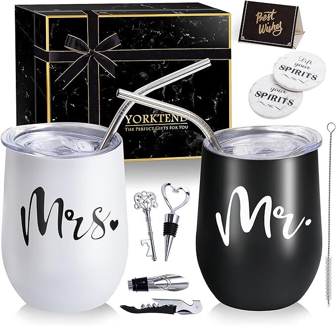 Wedding Gifts Bridal Shower Gifts for Couple Bride Groom Best Mr and Mrs Gifts Engagement Gifts W... | Amazon (US)