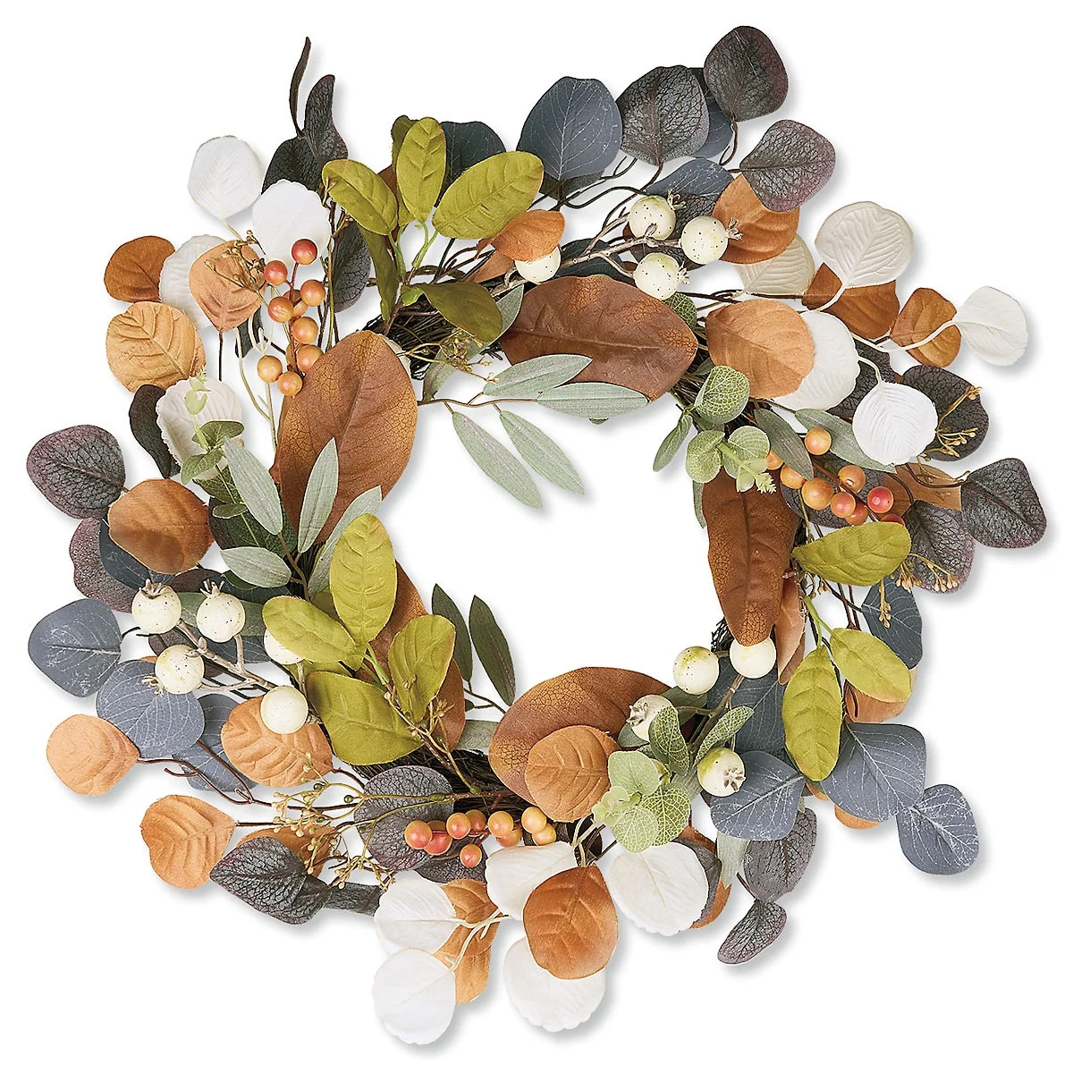 Lillian Vernon Autumn Leaves & Berries Wreath - Large 18", Seasonal Fall Décor, Thanksgiving Doo... | Walmart (US)