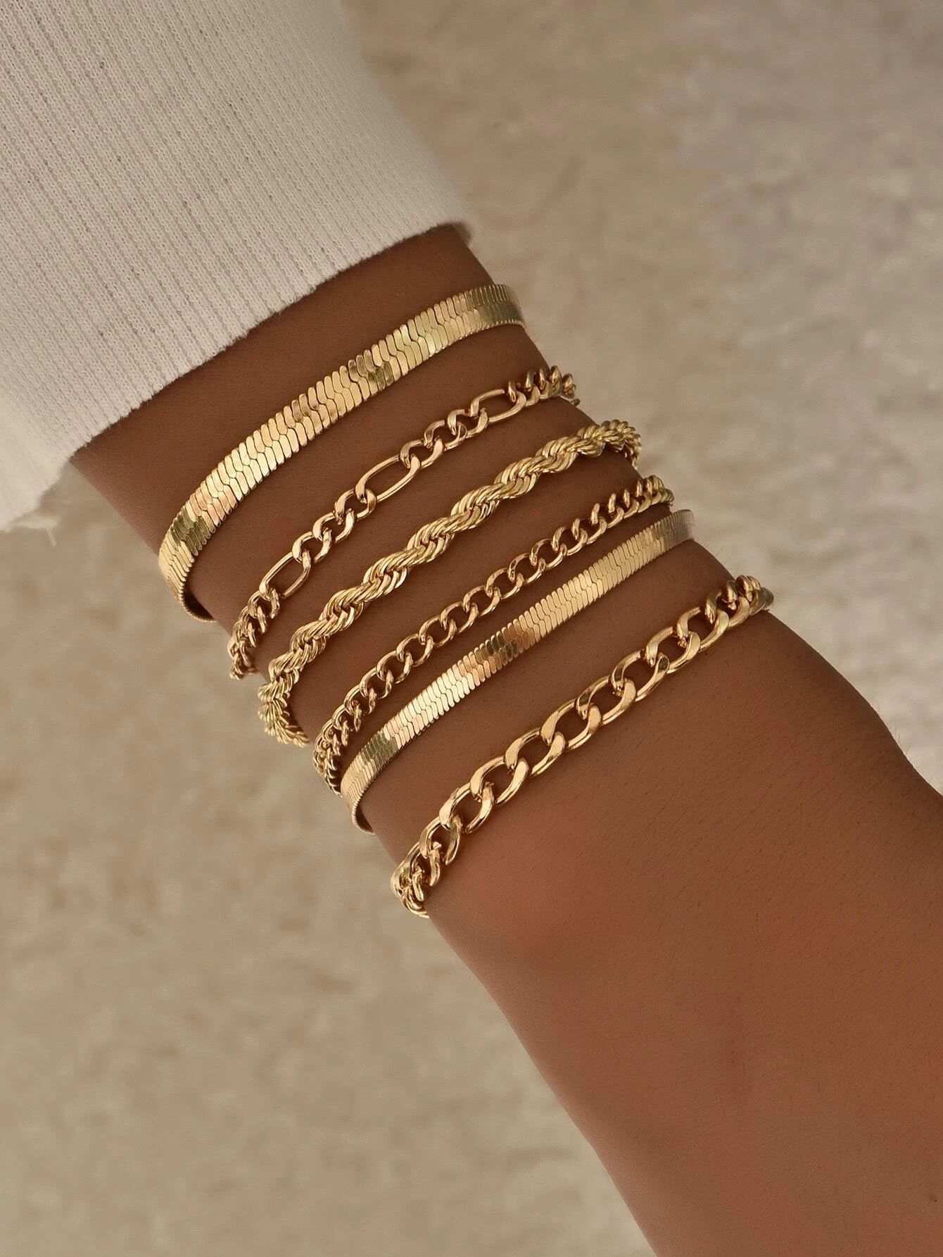 6pcs Simple Chain Bracelet | SHEIN