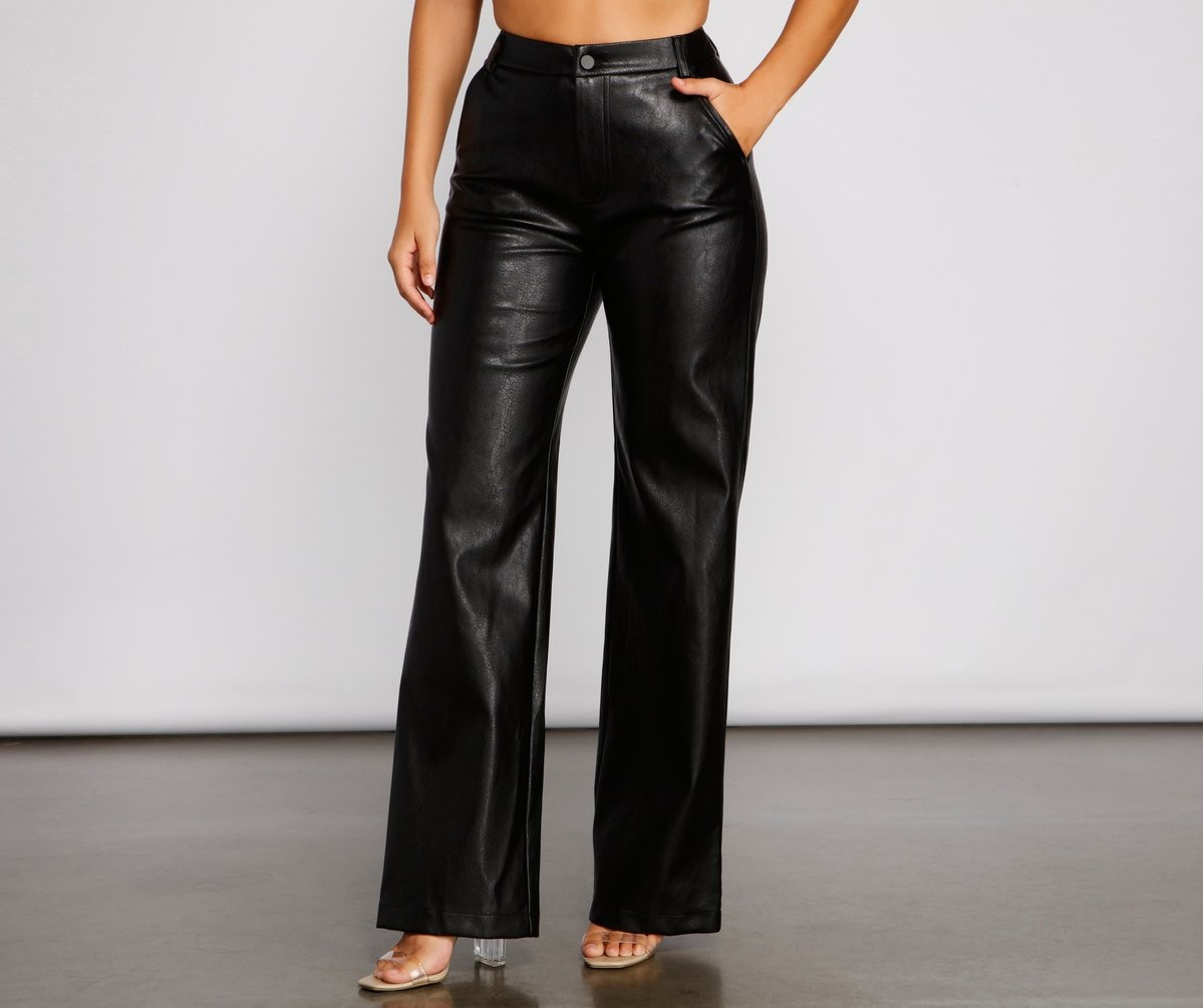 Sleek Faux Leather Straight-Leg Pants | Windsor Stores