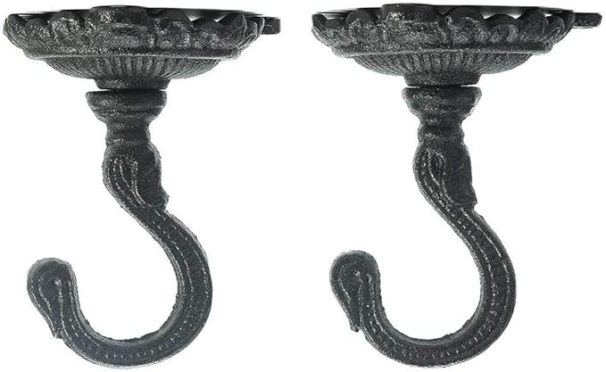 Sungmor Heavy Duty Ceiling Hooks for Hanging Plants, 2PC Black 3.5x3.9Inch Large Cast Iron Ceilin... | Amazon (US)