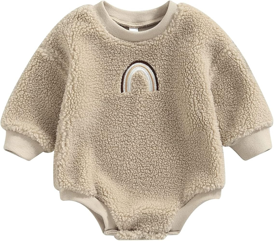 Newborn Baby Girls Boys Clothes Crewneck Sweatshirt Long Sleeve Romper Bodysuit Pullover Oversized A | Amazon (US)