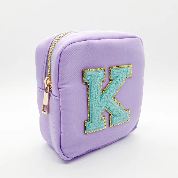 BAG ONLY Lilac  Mini Nylon Pouch  Glitter Initial Patch  | Etsy | Etsy (US)