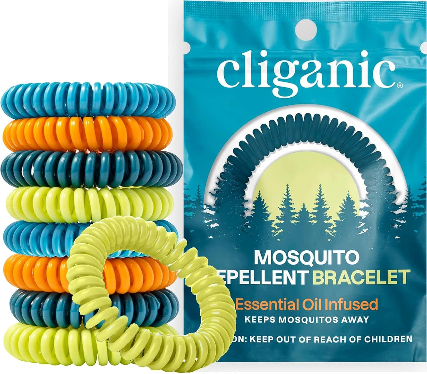 Cliganic Mosquito Repellent Bracelets for Kids & Adults, Natural, 10 Pack | Amazon (US)
