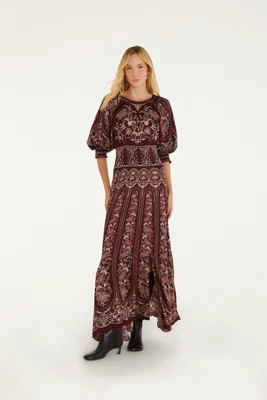 Liz Puff Sleeve Maxi Dress, LIZ BURGUNDY / S | FarmRio (US)