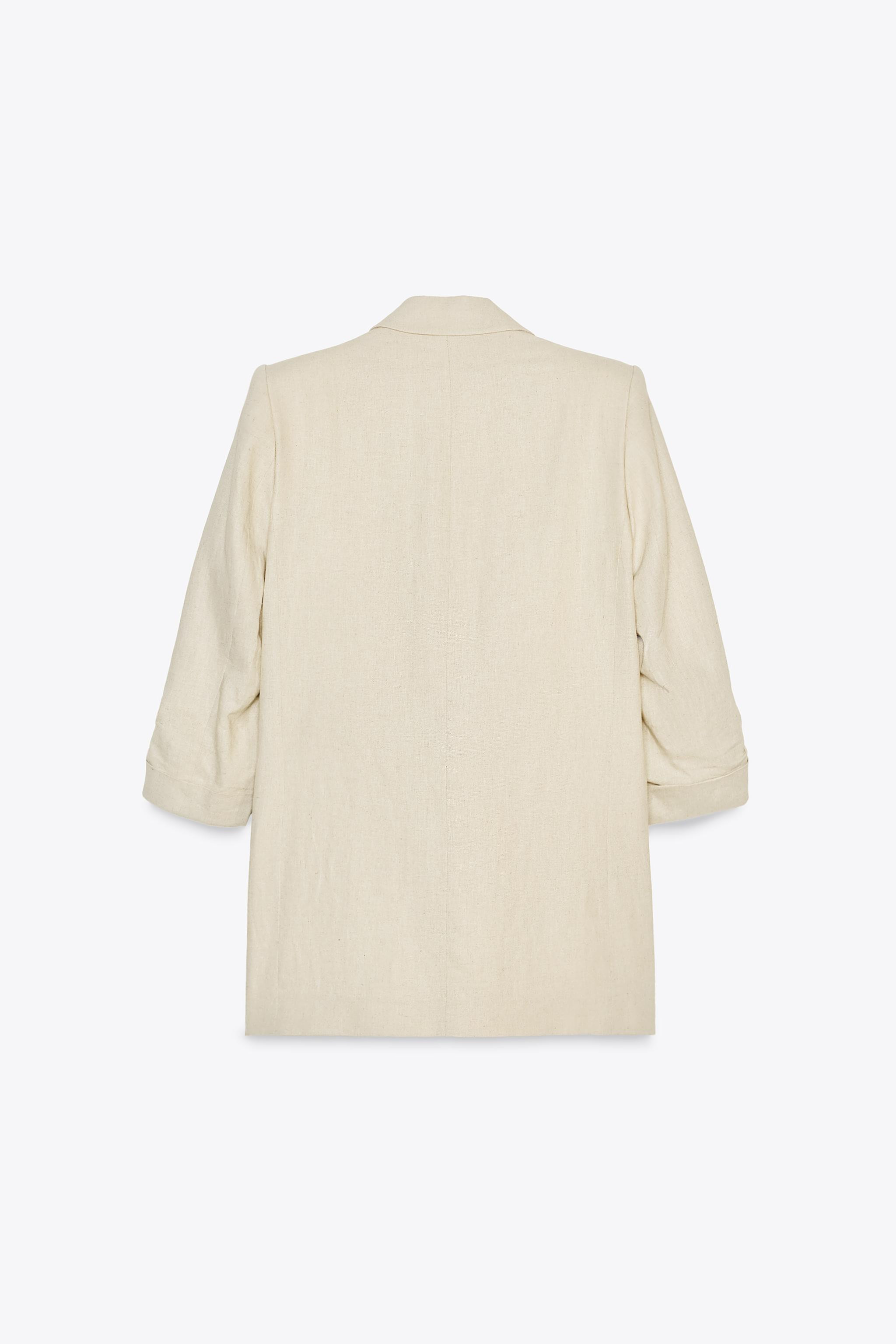LINEN BLEND BLAZER WITH ROLLED-UP SLEEVES | Zara US