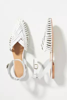 Pilcro Woven Leather Ankle Strap Sandals | Anthropologie (US)