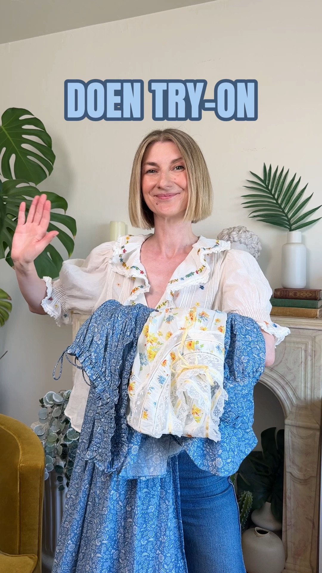 Doen summer collection try-on. Trying the Doen Henri top in blue garden bloom size S, Doen Emmaretta dress in blue garden bloom size XS and Emile top in Dahlia floral in size S. All gorgeous. If you are looking for feminine romantic dreamy and comfy summer outfit ideas, stop by Doen

#LTKgrwm #LTKootd