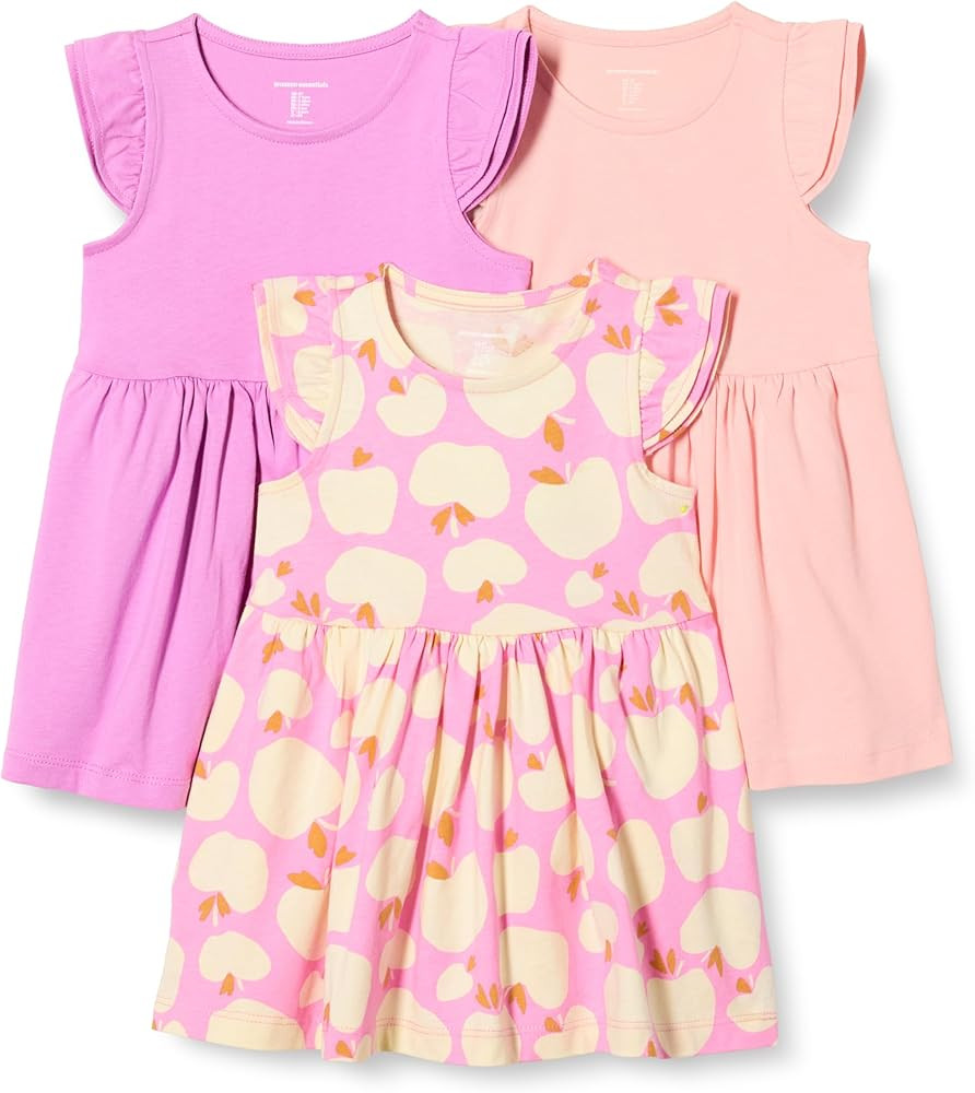 Amazon Essentials Girls and Toddlers' Ruffle Jersey Dress, Pack of 3 | Amazon (US)