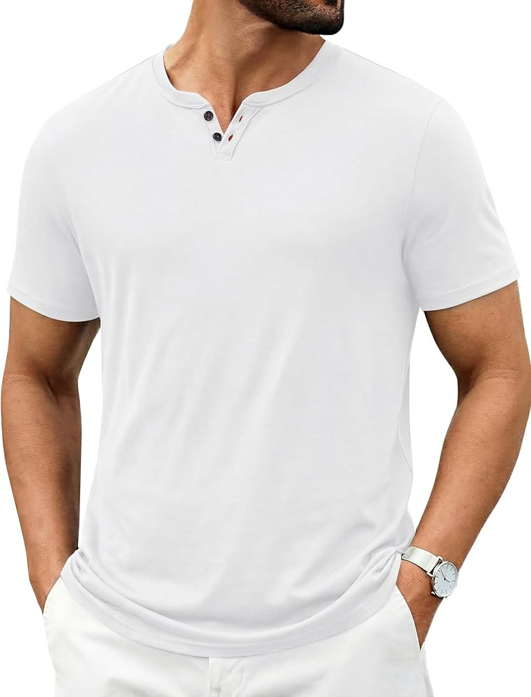 COOFANDY Men's T Shirts Short Sleeve Casual V Neck T-Shirt Soft Notch Neck Tee Classic Plain Shir... | Amazon (US)