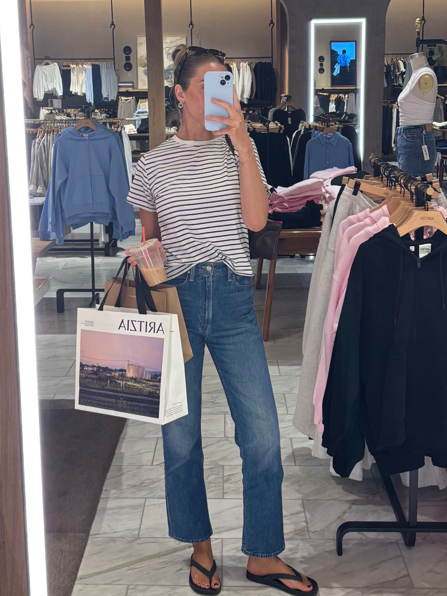 Casual mom outfits are my only vibe these days! Have to be comfortable to chase after a toddler 😅 
Jeans - TTS wearing a 25 
Shirt - small 
Flip flops- size up half size 

#LTKSeasonal #LTKootd #LTKmomlife