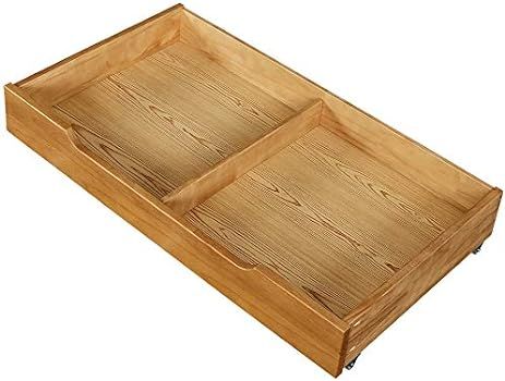 MUSEHOMEINC Solid Wood Under Bed Storage Drawer with 4-Wheels for Bedroom,Wooden Underbed Storage Or | Amazon (US)