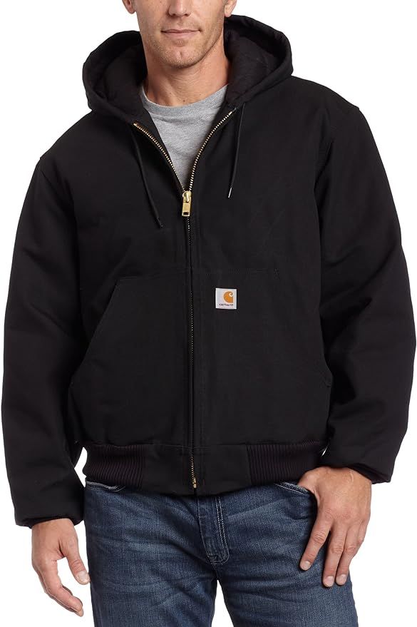 Carhartt Men's Quilted Flannel Lined Duck Active Jacket | Amazon (US)