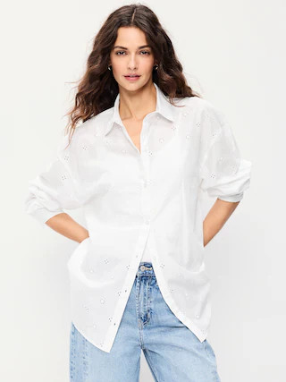 Oversized Button-Down Boyfriend Shirt | Old Navy (US)