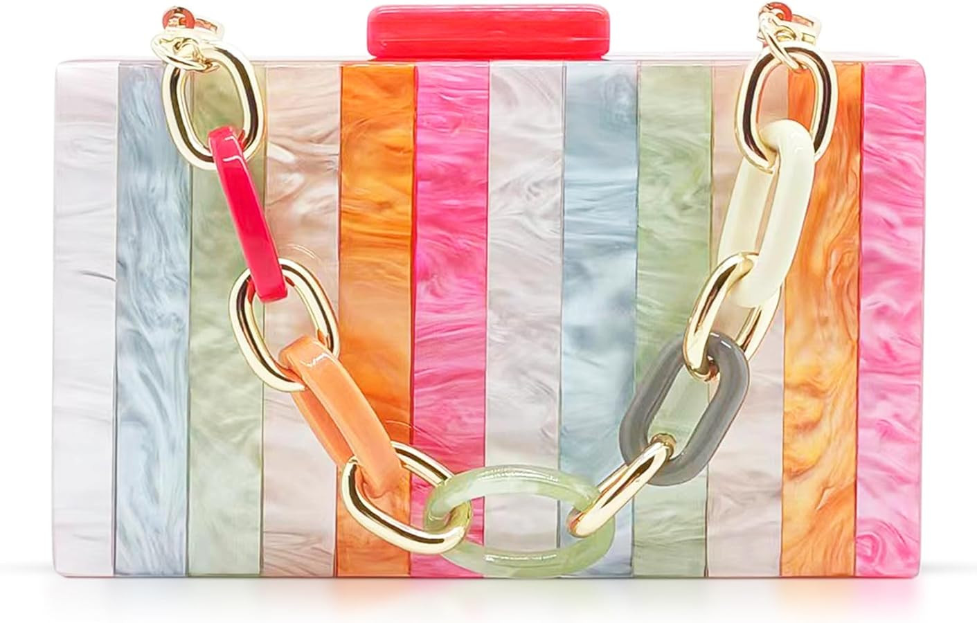 Acrylic Evening Bag, Clutch Purses for Women, Colorful Geometry Motifs Crossbody Bag for Wedding ... | Amazon (US)