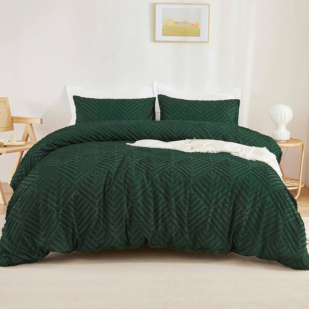 Litanika Emerald Green King Size Comforter Set, 3 Pieces Dark Green Tufted Boho Farmhouse Bedding... | Amazon (US)