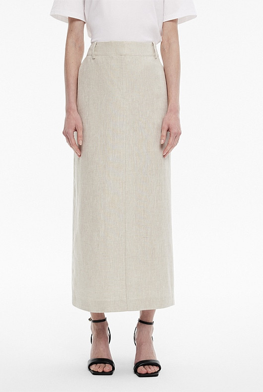 Yarn Dye Linen Tailored Maxi Skirt | Witchery (AU)