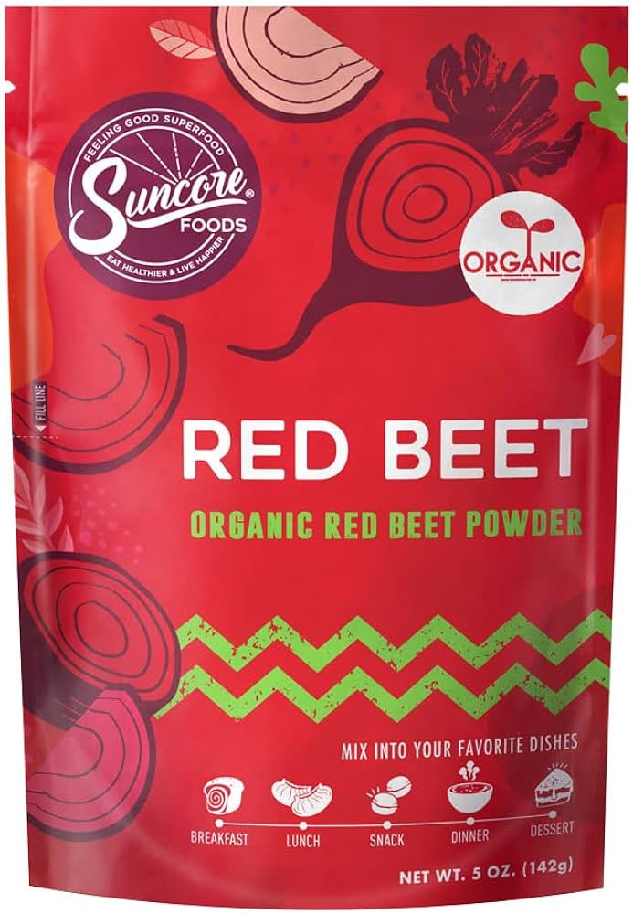 Suncore Foods Organic Red Beet Powder, Red Food Coloring Powder, Gluten-Free, Non-GMO, Organic 5o... | Amazon (US)