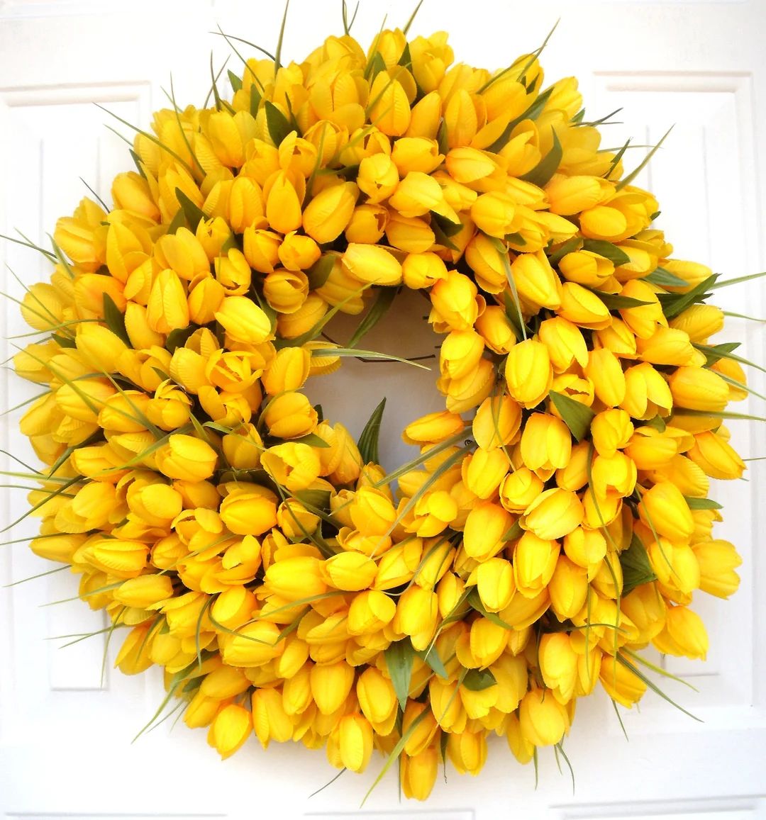 Yellow Tulip Wreath, Spring Wreath, Easter Wreath, Mothers Day wreath, Door Wreaths, Easter Tulip... | Etsy (US)