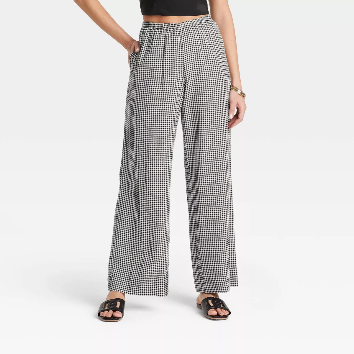 Women's Mid-Rise Wide Leg Linen Pull-On Pants - A New Day™ | Target