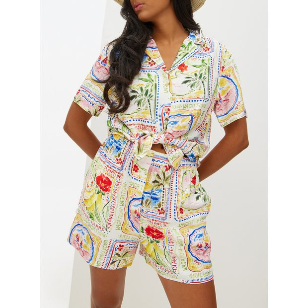 Multi Postcard Print Co-ord Shorts 10 | Tu Clothing