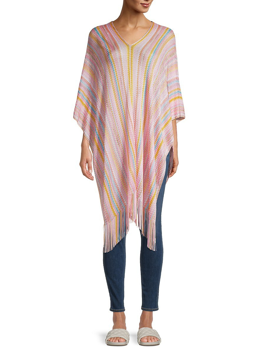 Missoni Women's Chevron-Striped Fringe Caftan Poncho - Pink | Saks Fifth Avenue OFF 5TH