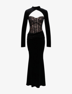 Ayana Bolero Velvet and Lace Maxi Dress | Selfridges