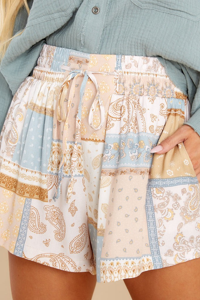 Gifted For This Taupe Patchwork Print Shorts | Red Dress 