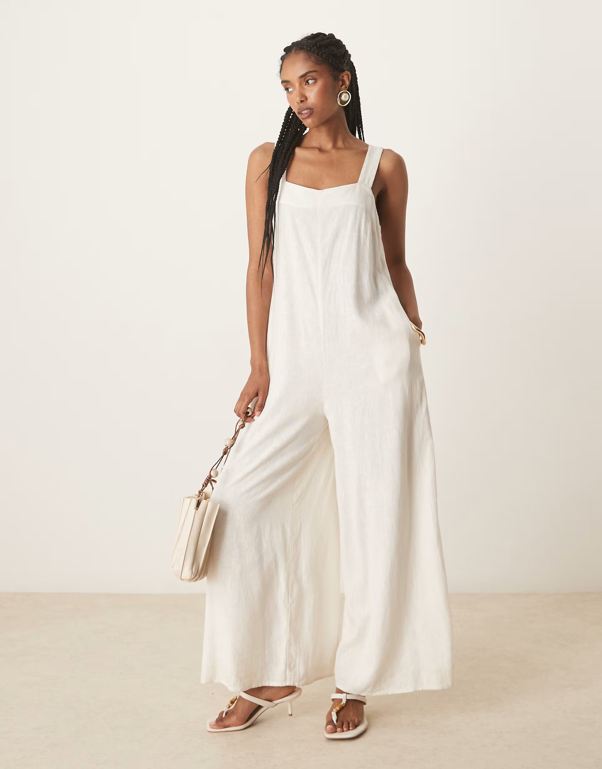 Nobody's Child Brianna wide leg jumpsuit in stone | ASOS (Global)