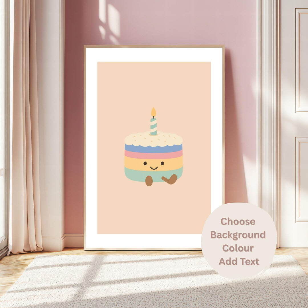 Jellycat Inspired Rainbow Birthday Cake Art Print – Personalised Birthday Gift, Custom Name Opt... | Etsy (US)