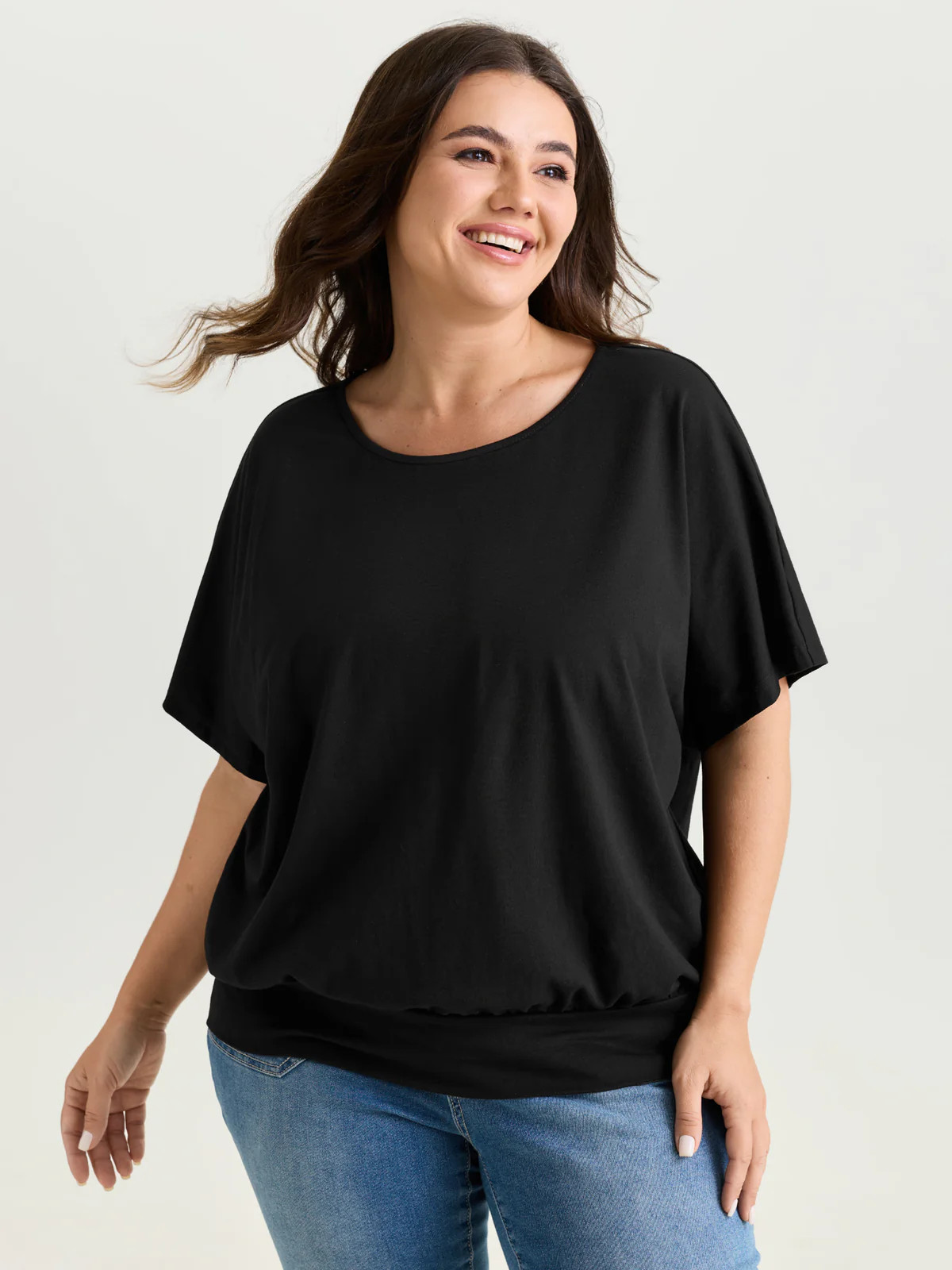 Batwing Sleeve Bubble Hem T-Shirt | Bloomchic